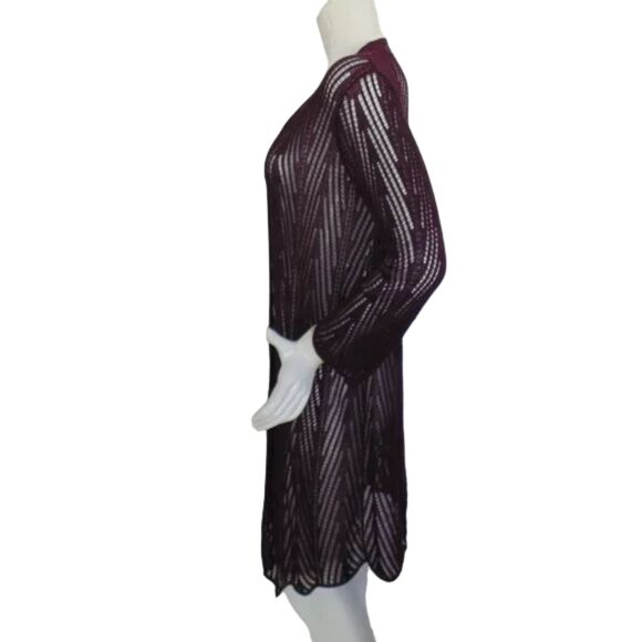 CHICO'S Travelers Sweater, 2, Maroon Open Knit, Open Front, Long sleeves - Picture 6 of 9